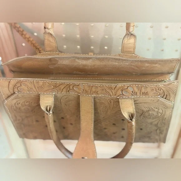 Bohemian Cleobella Arya Medium Brown Leather Embossed Detailed Handbag
